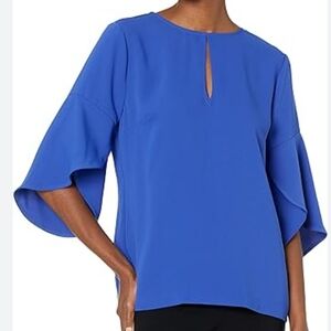 Trina Turk Signature Keyhole 3/4 Sleeve Top Size Small
